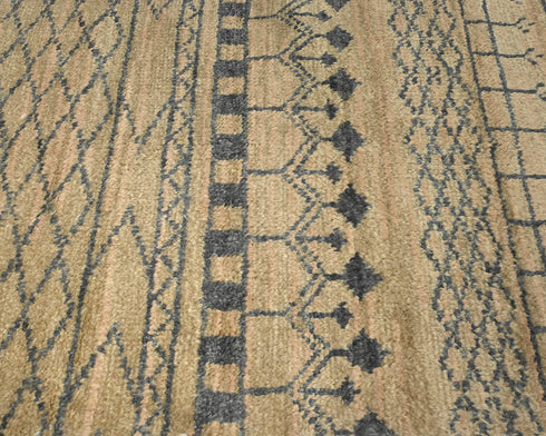 8 Feet Moroccan Brown Hand Woven Wool Runner Rug